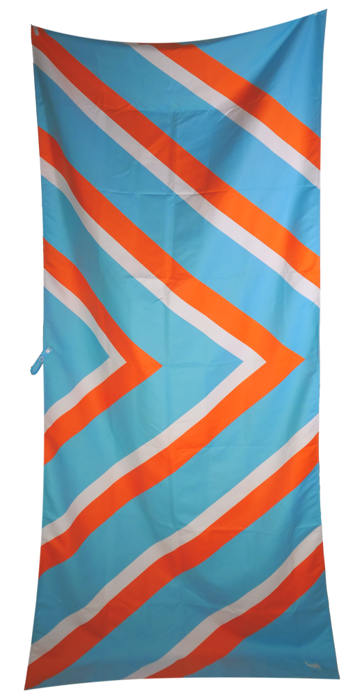 Sustainable Chevron Towel - Turquoise Red White