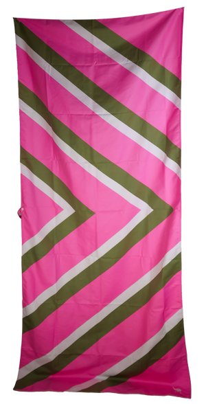 Sustainable Chevron Towel - Pink Khaki White