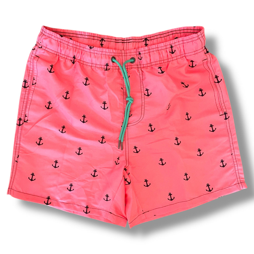 Swim Short - Coral Pink Anchors