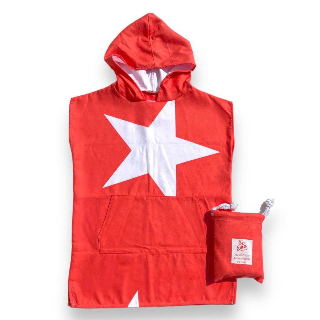 Kids Hooded Ponchos 4-7 years - RED