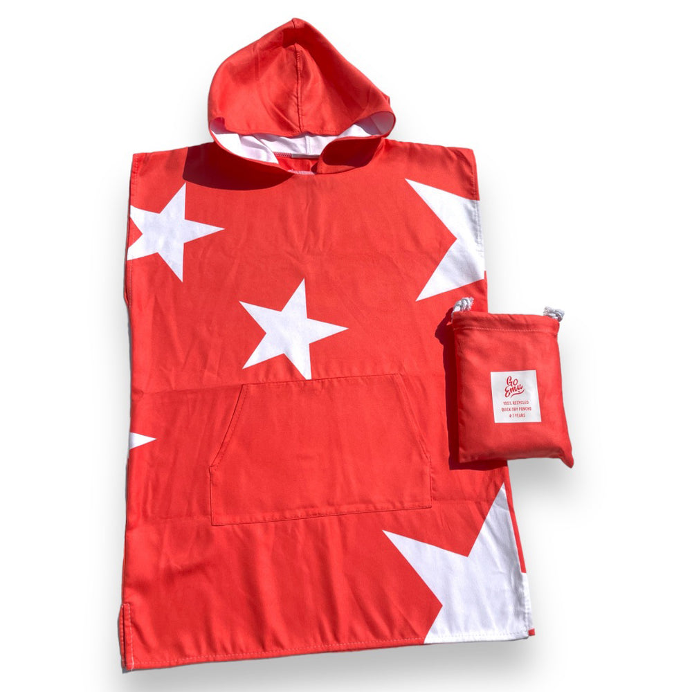 Kids Hooded Ponchos 4-7 years - RED