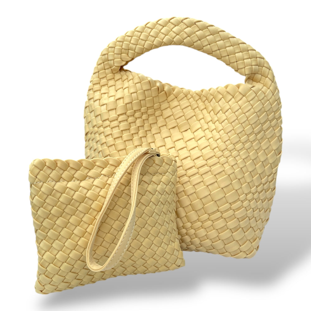 'Victoria' – the petite 2-in-1 tote - Light Lemon