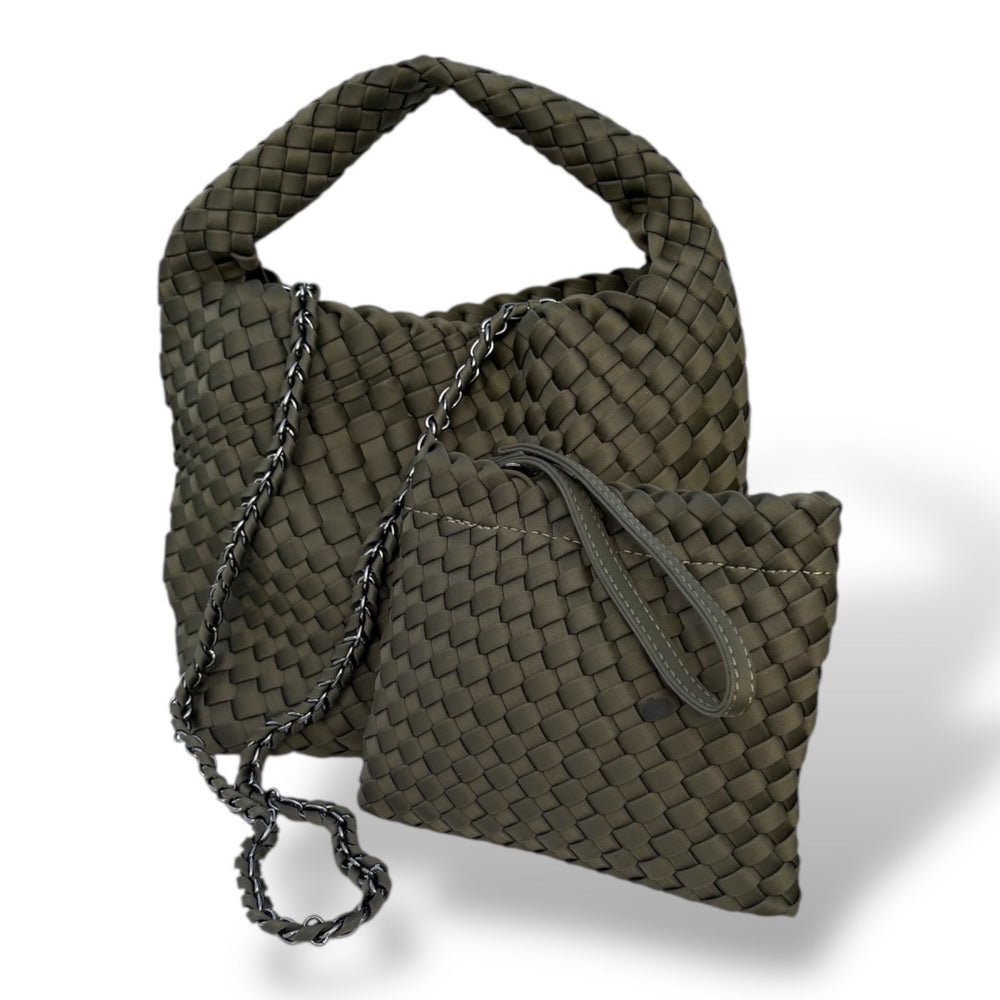 ‘Victoria’ – the petite 2-in-1 tote - Army Green