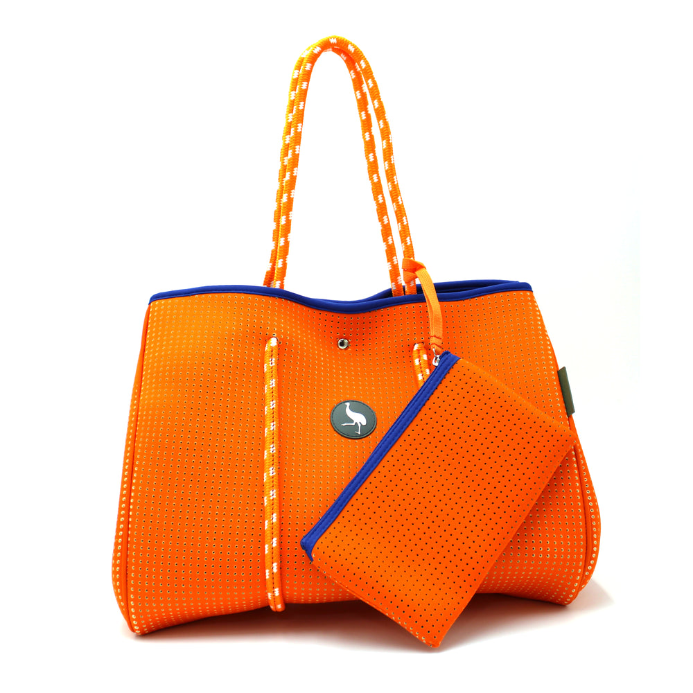 Neoprene Tote Bag - Orange/Royal Blue